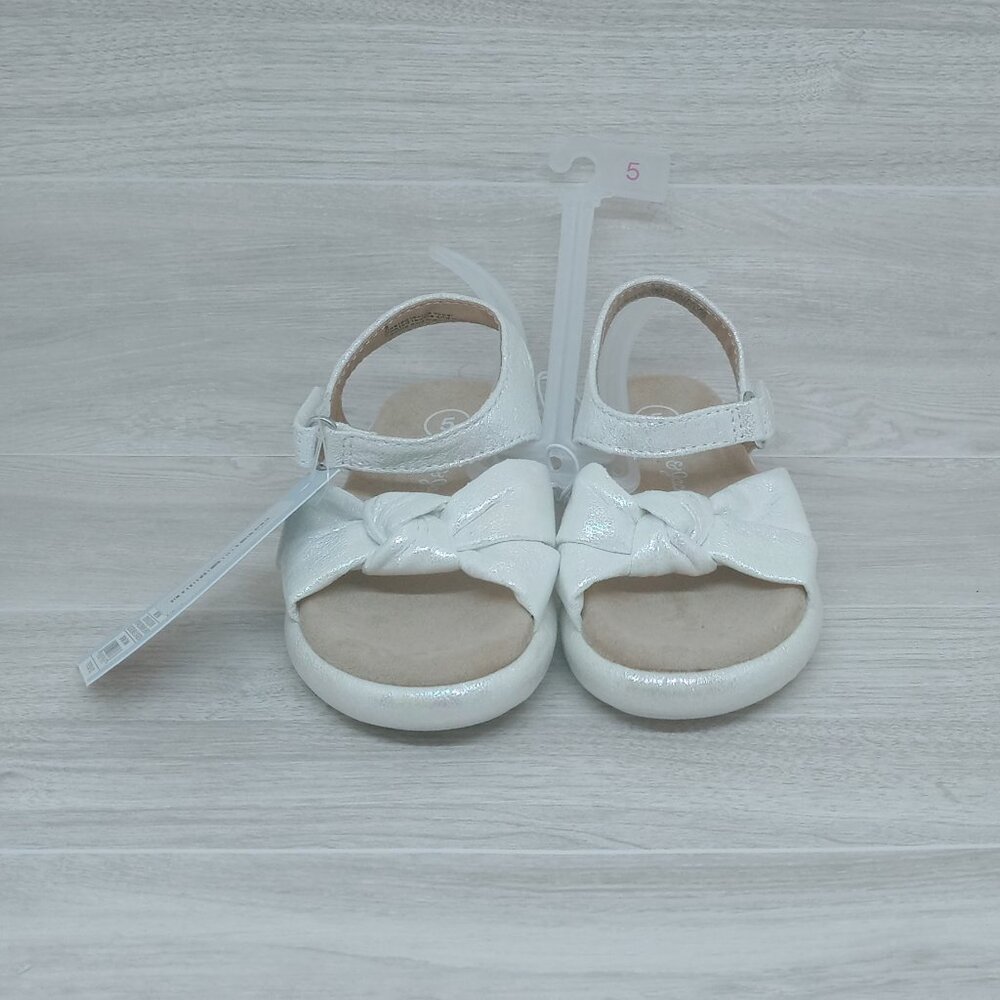 Cat & Jack Little Girls' Pam Footbed White Iridescent Sandals Size 5